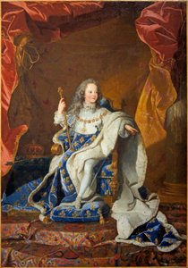 Ritratto ufficiale di Luigi XV in costume di incoronazione da Studio of Hyacinthe Rigaud